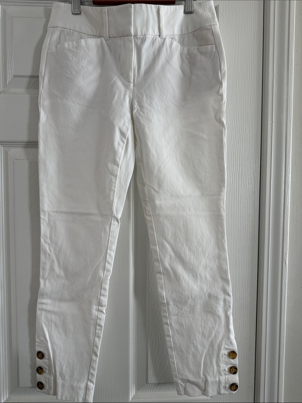 LOFT White Ankle Button-Hem Cropped Jeans